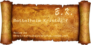 Bettelheim Kristóf névjegykártya